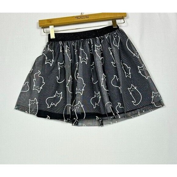 Cat & Jack Girls Black Tutu Skirt Medium 7/8 Sparkle Cats Tulle Sparkle stretch - Picture 3 of 7